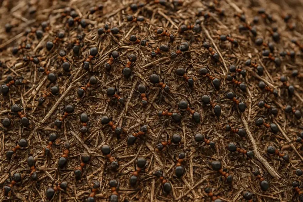 Zoom fourmilière sur les fourmis