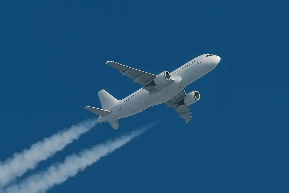 Traînées blanches - Vue rapprochée de l'avion